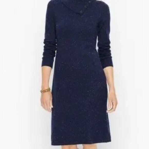 NEW Talbots Navy Tweed Sweater Dress size Medium. Great for work / Casual dinner - Picture 1 of 4
